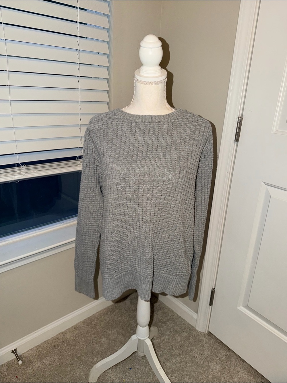 Banana Republic Gray Waffle Crewneck Sweater
